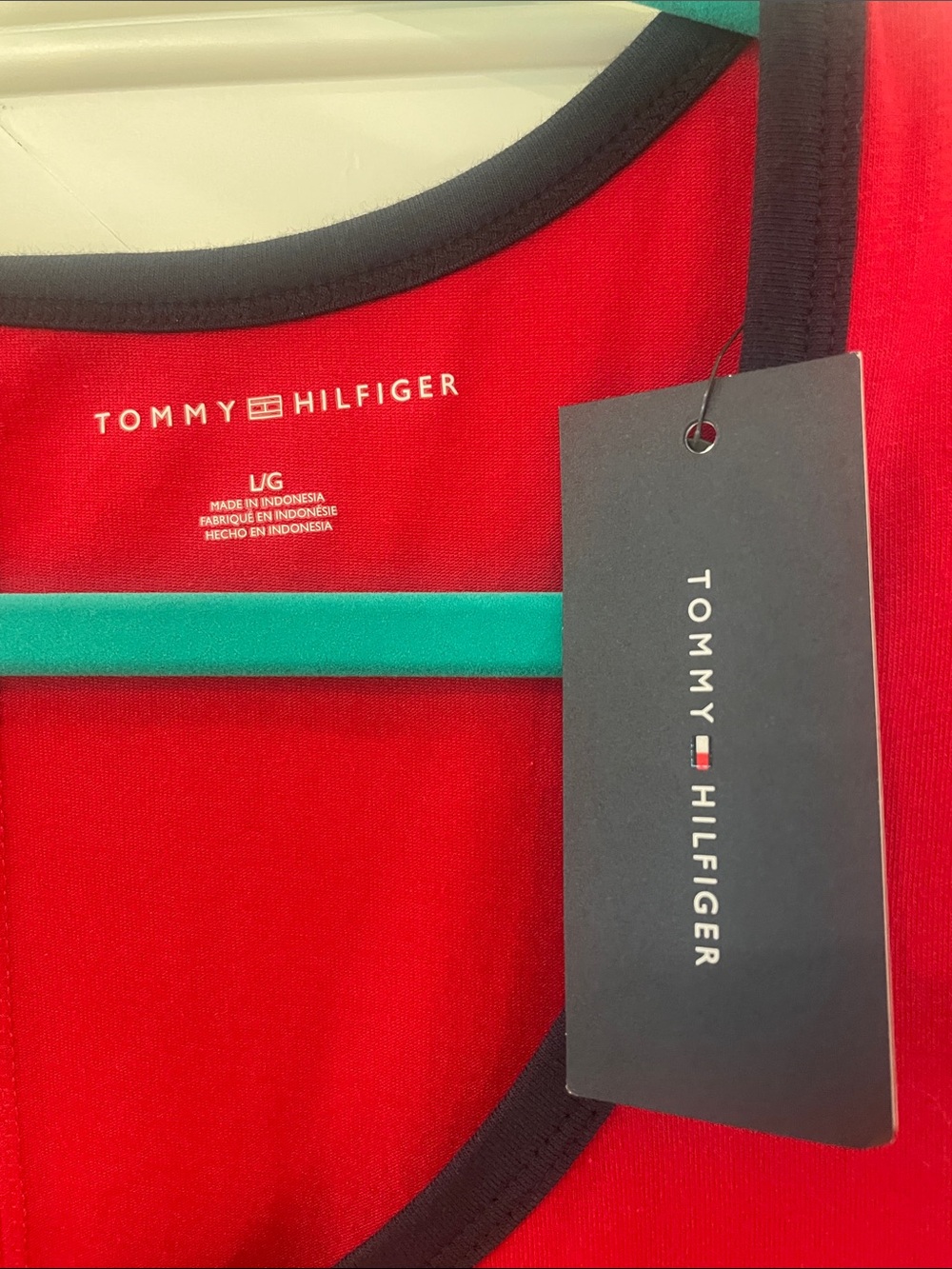 Tommy Hilfiger Red Maxi Tank Dress with Navy and White Side Stripes - Picture 2 of 6